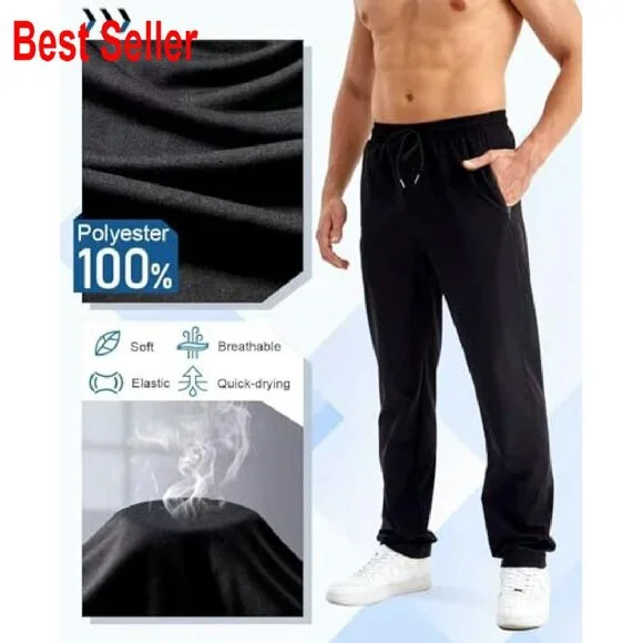 Men's Slim Fit Joggers with Zipper Pockets Athletic Workout Sweatpants